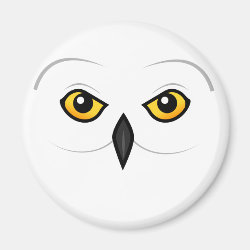 Snowy Owl Face Round Magnet
