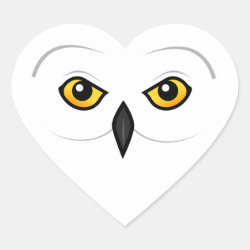 Snowy Owl Face Heart Sticker