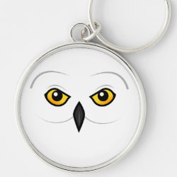 Snowy Owl Face Premium Round Keychain