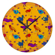 Birds - Abstract Purple Hawks & Blue Chickens wall clocks