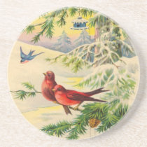 Birds and Boughs Christmas Coaster