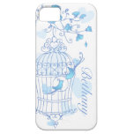 Birds and cage aqua blue name iphone 5 case casemate cases