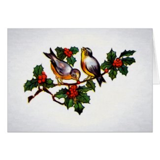 Birds and Holly Card