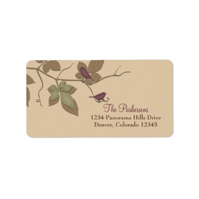 Birds and Leaves Fall Wedding Address Labels