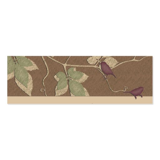 Birds and Leaves Fall Wedding Favor Tags Business Card Template (back side)