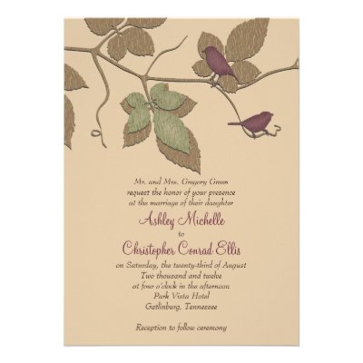 Birds and Leaves Fall Wedding Invitation