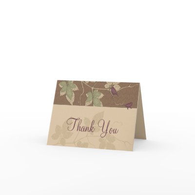 Birds and Leaves Fall Wedding Thank You Card