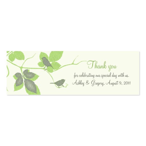 Birds and Leaves Special Occasion Favor Tags Business Card Templates (front side)