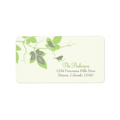 Birds and Leaves Wedding Address Labels