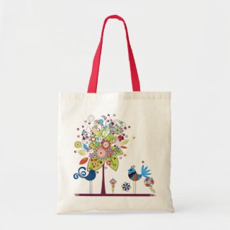 Birds and tree tote bags