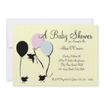 Birds Balloons and Baby invitations