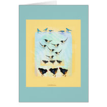 Birds: blue, magpies, hens painting - Customized cards