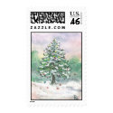 Birds'  Christmas - watercolor painting postage