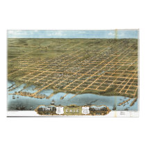 Bird's Eye View City of Erie Pennsylvania 1870 Photo Print