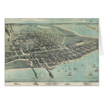 Bird's Eye View Map of Corpus Christi Texas 1887 Greeting Cards