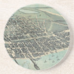 Bird's Eye View Map of Corpus Christi Texas 1887 Beverage Coasters