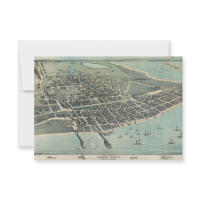 Bird's Eye View Map of Corpus Christi Texas 1887 Announcement by wallarts