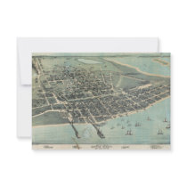 Bird's Eye View Map of Corpus Christi Texas 1887 Announcement