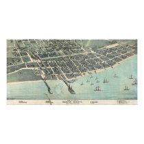 Bird's Eye View Map of Corpus Christi Texas 1887 Photo Card Template
