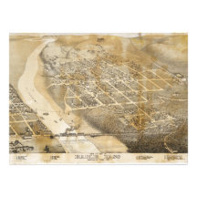 Bird's Eye View Map of Eagle Pass Texas in 1887 Invites