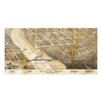 Bird's Eye View Map of Eagle Pass Texas in 1887 Customized Photo Card