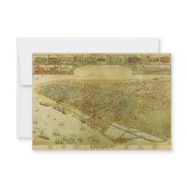 Bird's Eye View Map of Galveston Texas in 1885 Custom Announcement