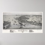 Bird's Eye View of Cedar Key Florida in 1884 Poster