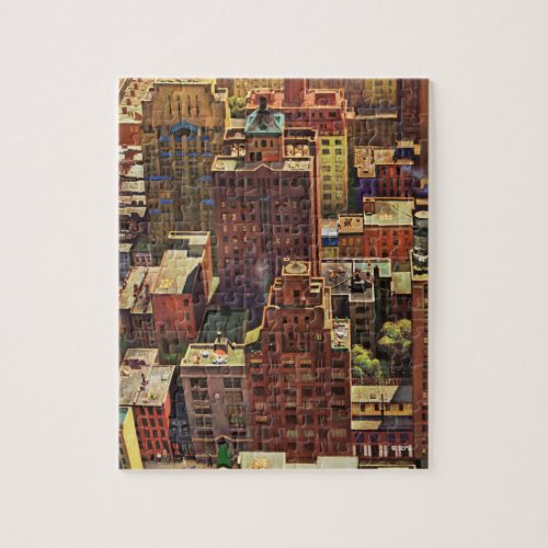 Bird's-Eye View of New York City by John Falter Jigsaw Puzzle