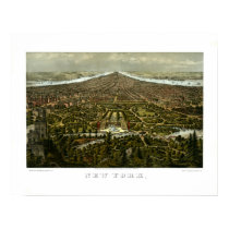 Bird's-eye view of New York with Central Park posters