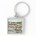 Bird's Eye View of Sixth Street Wharf Keychains
