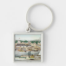 Bird's Eye View of Sixth Street Wharf Keychains