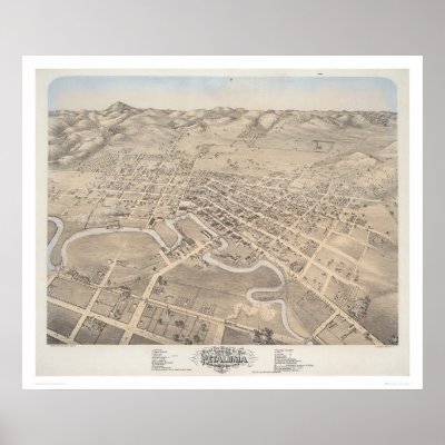 Bird's eye view of the City of Petaluma (1298) Print by Bancroft