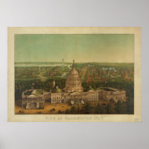 Bird's Eye View of Washington D.C. in 1869 Print