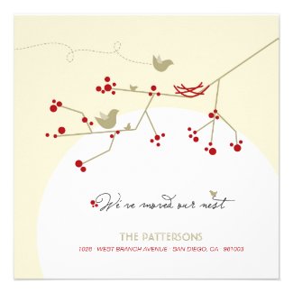 Birds Family Nest Tree Home Moving Announcement