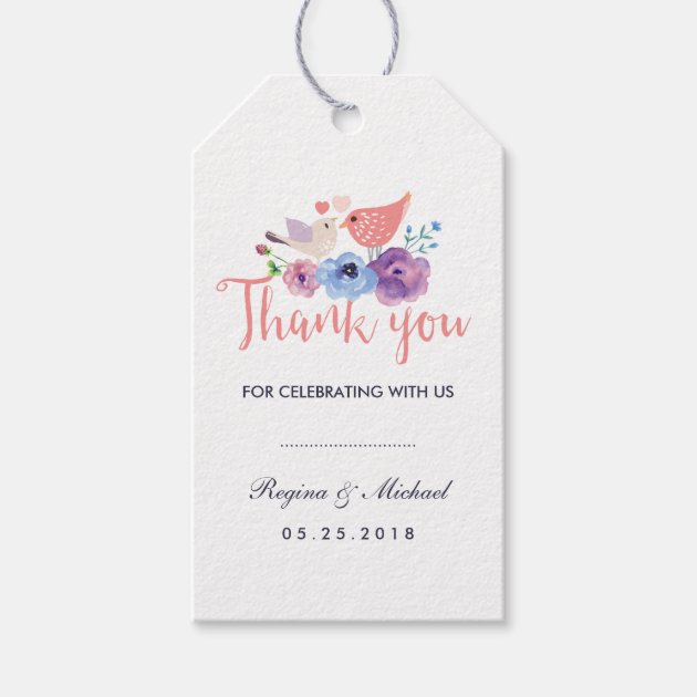 Birds Floral Wedding Favor Thank You Gift Tag Pack Of Gift Tags