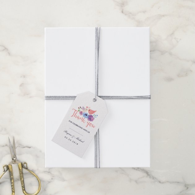 Birds Floral Wedding Favor Thank You Gift Tag Pack Of Gift Tags-2