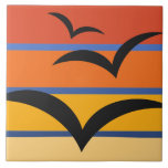 Birds flying in autumn sunset tile