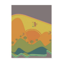 Birds flying over mountains on a Traditional Post Cards