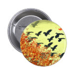 Birds Flying Red Moon Pin