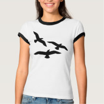 Birds Flying Silhouette Ladies Ringer Shirt by vincentbolin Birds Flying Silhouette Ladies Ringer Shirt