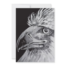 Birds Head and Beak, Black & White Personalized Invite