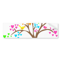 Birds in a Heart Tree Bumper Stickers