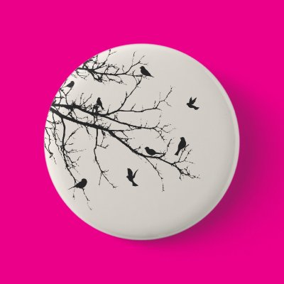 Birds in Black and White Pin Zazzle_button