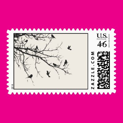 Birds in Black and White Postage Zazzle_stamp