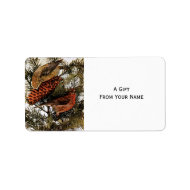 Birds in Christmas Snow Gift Tag Label Sticker
