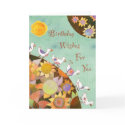 Birds in Flower Land: Birthday Card card