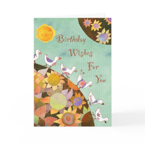 Charming Birds in Flower Land Birthday Card by Ujean Kwon