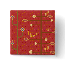 Birds In Love Design4 Red2 Square Botton buttons