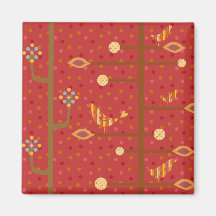 Birds In Love Design4  Red2 Square Magnet