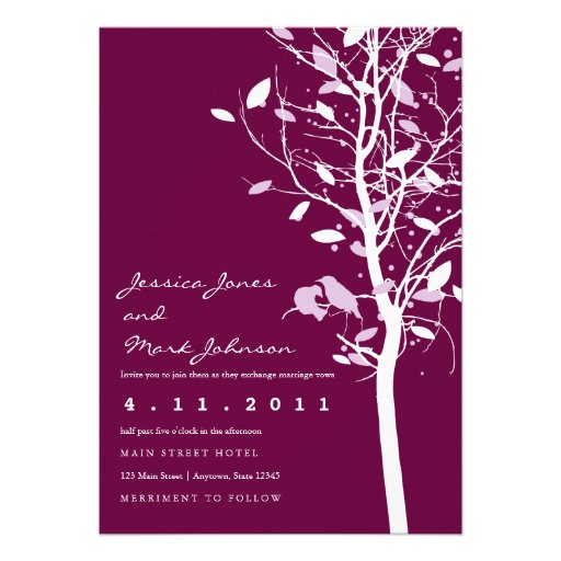 Birds in Plum Tree with Leaves Custom Announcements